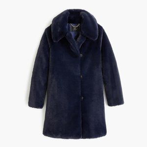 J.Crew Dark Blue Faux Fur Jacket XL